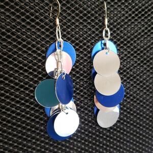 Royal blue and silver waterfall earrings